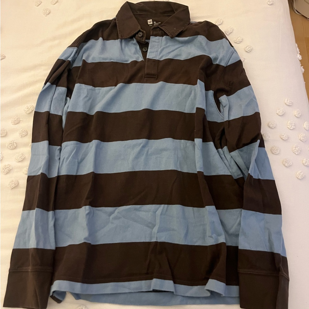 Men's Striped Polo Shirt - Blue and Brown